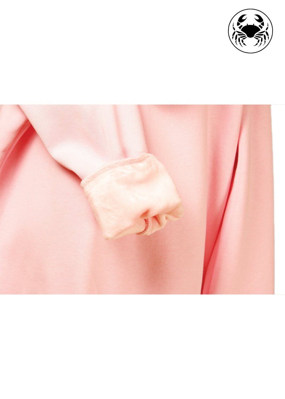 Closeup view of Fleece fabric of light pink kids hoodie, Canadian apparel