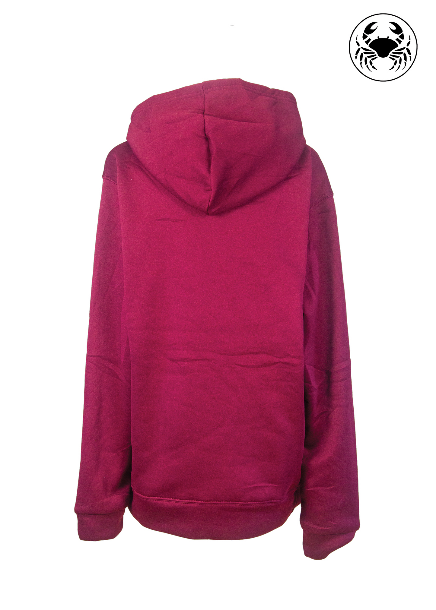 Back view of wine red Toronto Skyline Streetcar embroidered Hoodie with streetcar, city skyline, CN Tower, and "Life in the 6ix" text in the front