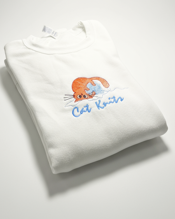 Cat Knits Embroidered Sweatshirt - Unisex