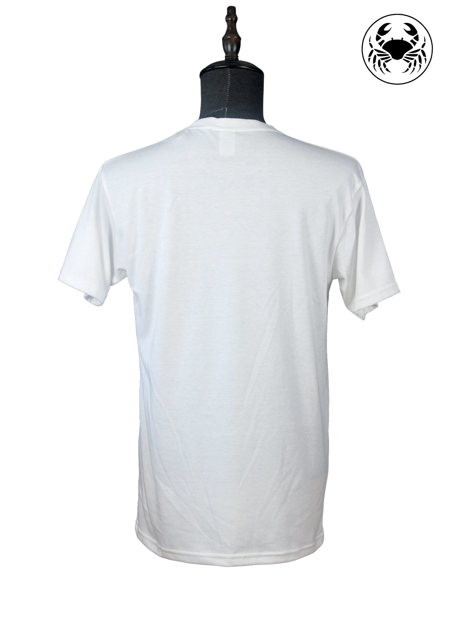 Rear view of plain white Canada camping graphic t-shirt, unisex fit