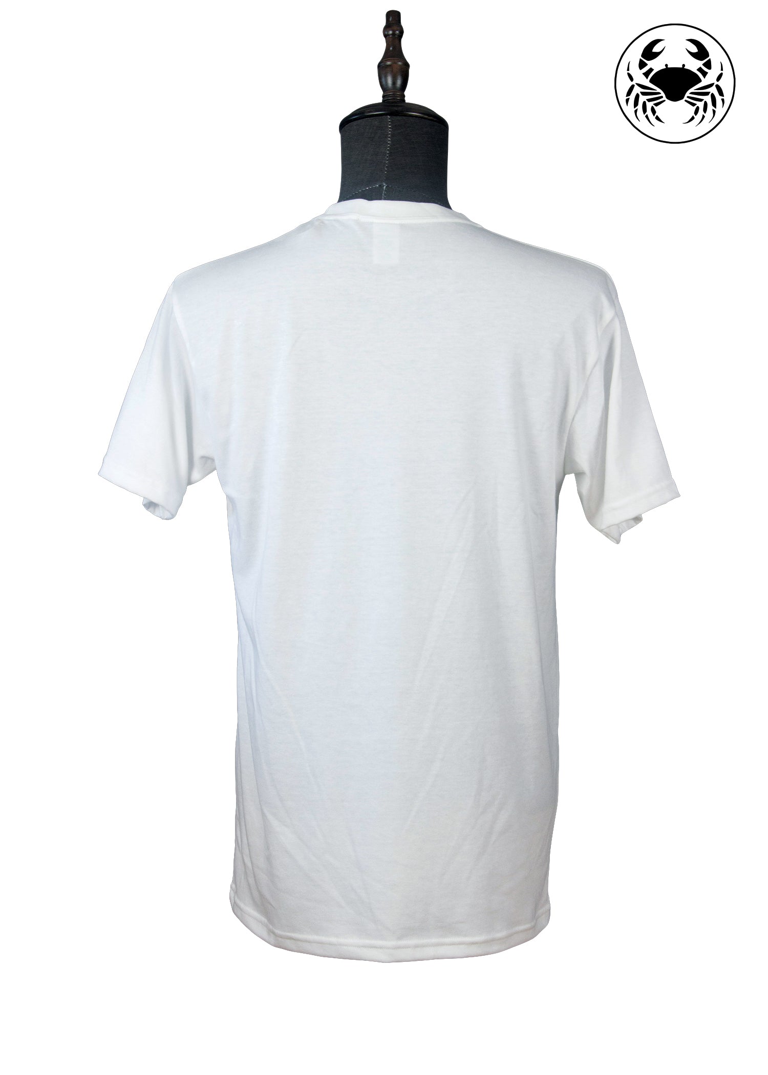 Rear view of plain white Canada camping graphic t-shirt, unisex fit