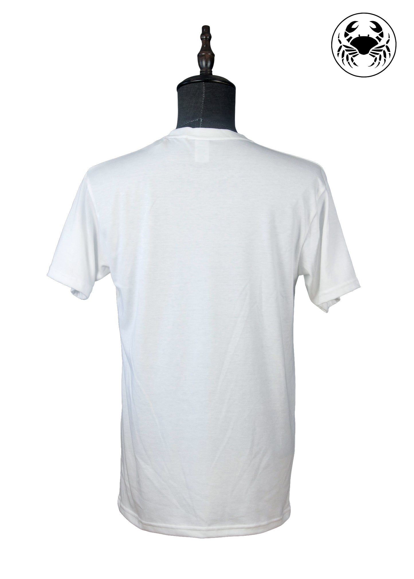 Back view of plain white Canadian Chad moose meme t-shirt, unisex fit