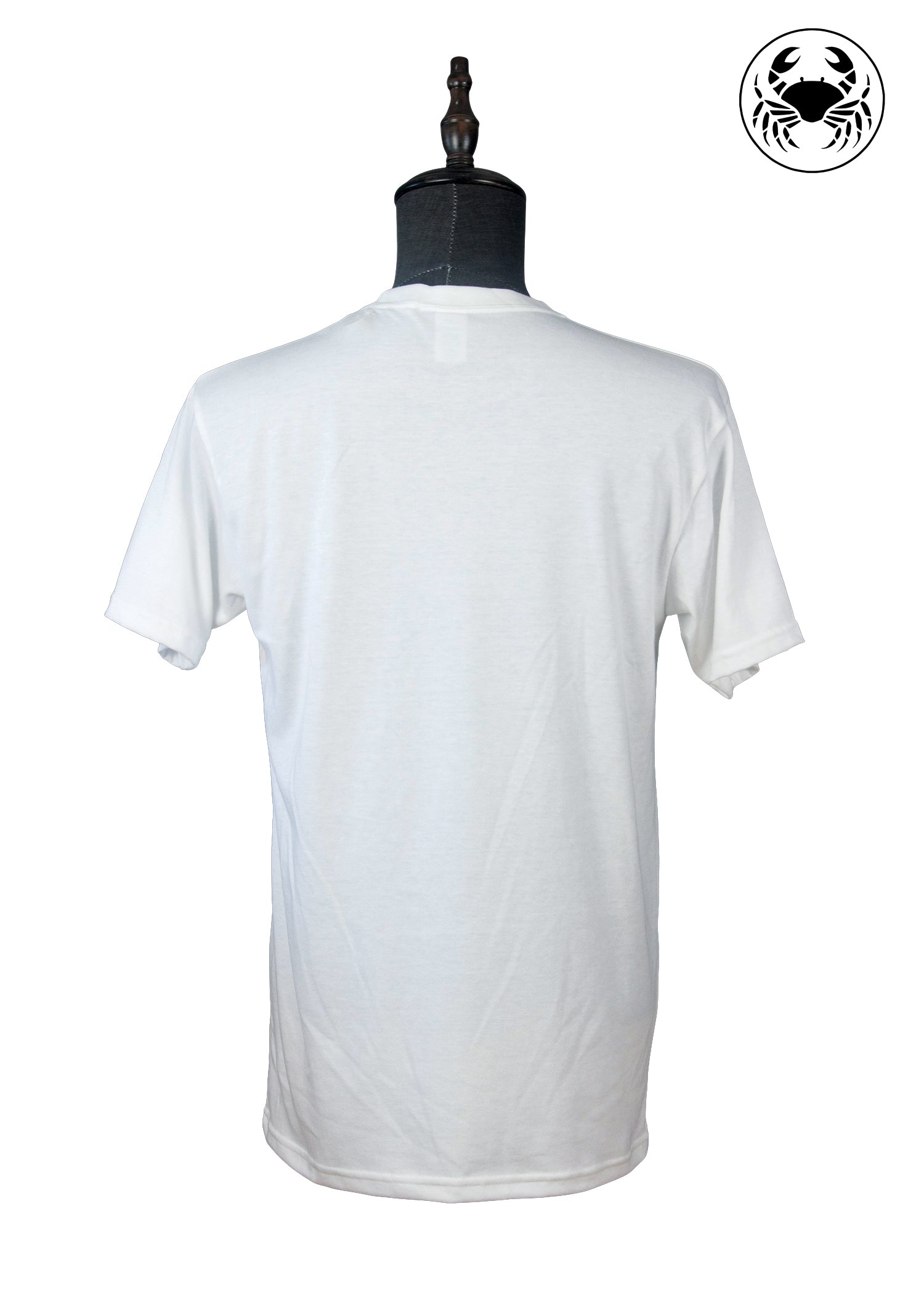 Back view of plain white Canadian Chad moose meme t-shirt, unisex fit