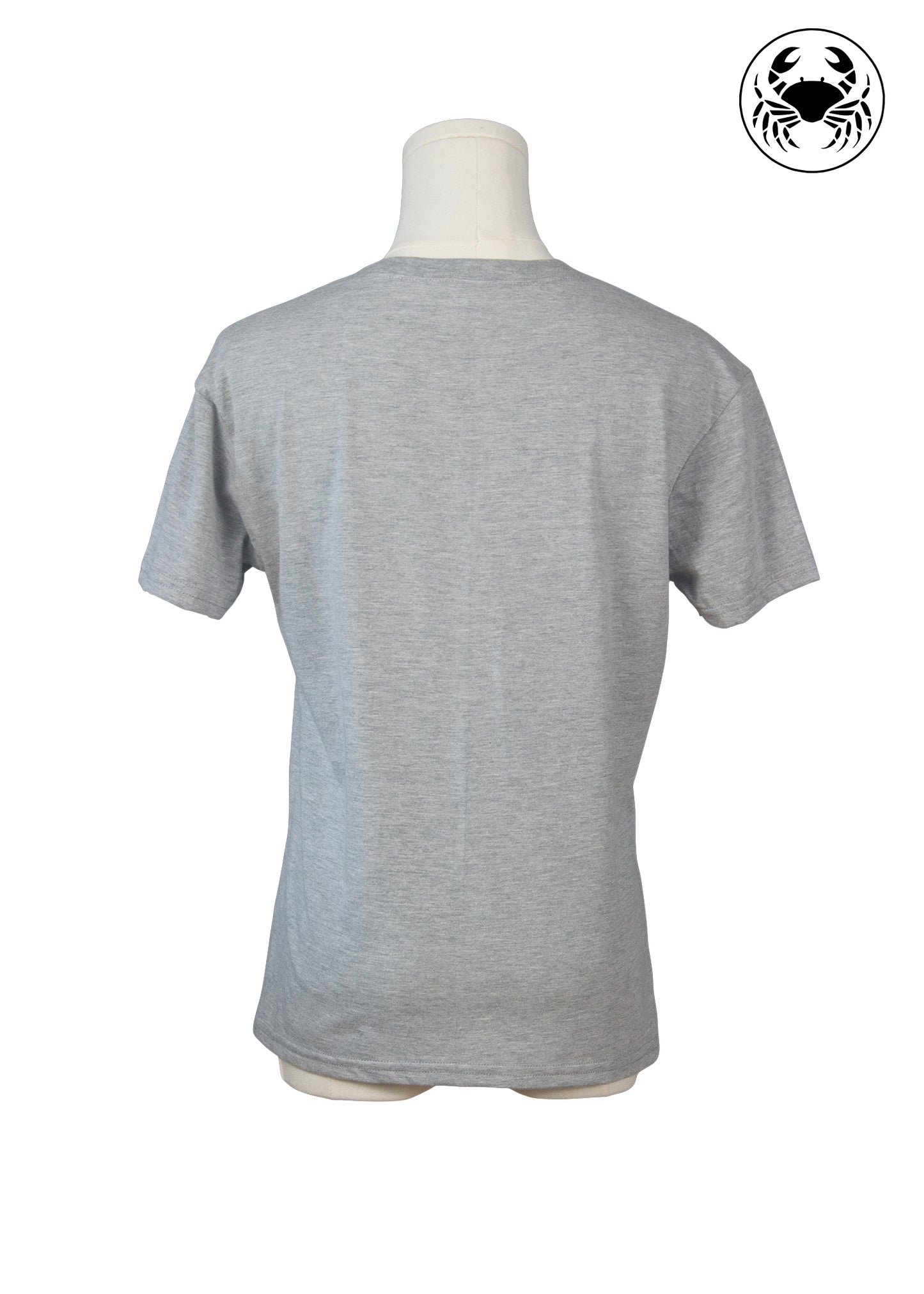  Back view of plain heather grey “Kinda Salty” t-shirt, unisex fit
