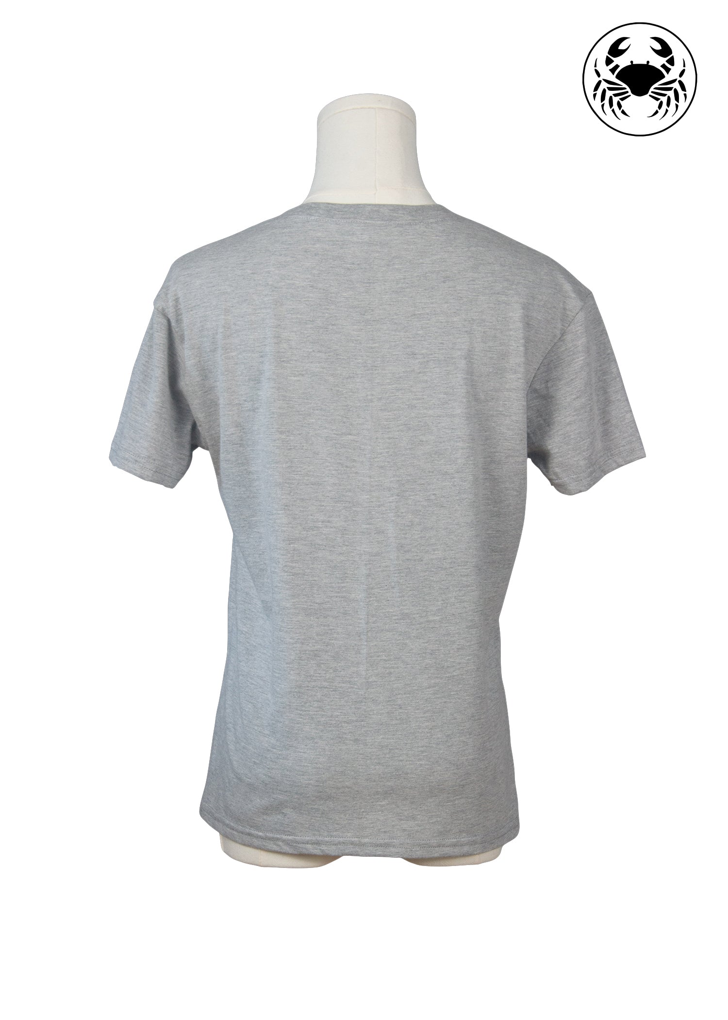  Back view of plain heather grey “Kinda Salty” t-shirt, unisex fit