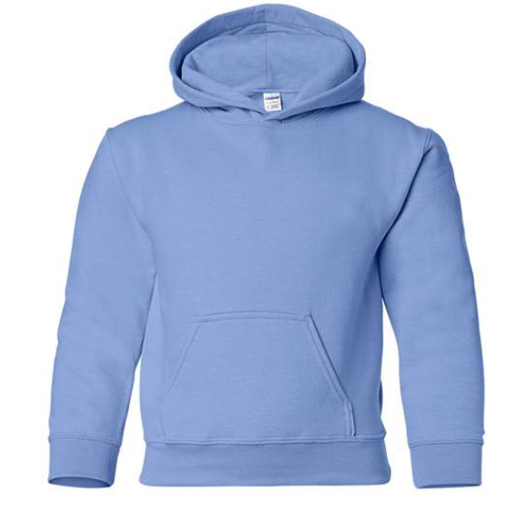front view of Light blue hoodie 