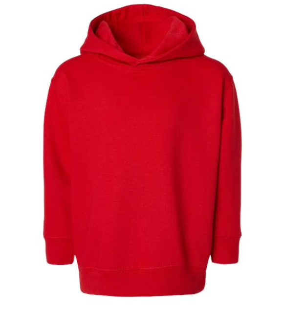 Red hoodie with "Canadian Pulse" text and maple leaf heartbeat line graphic, front view