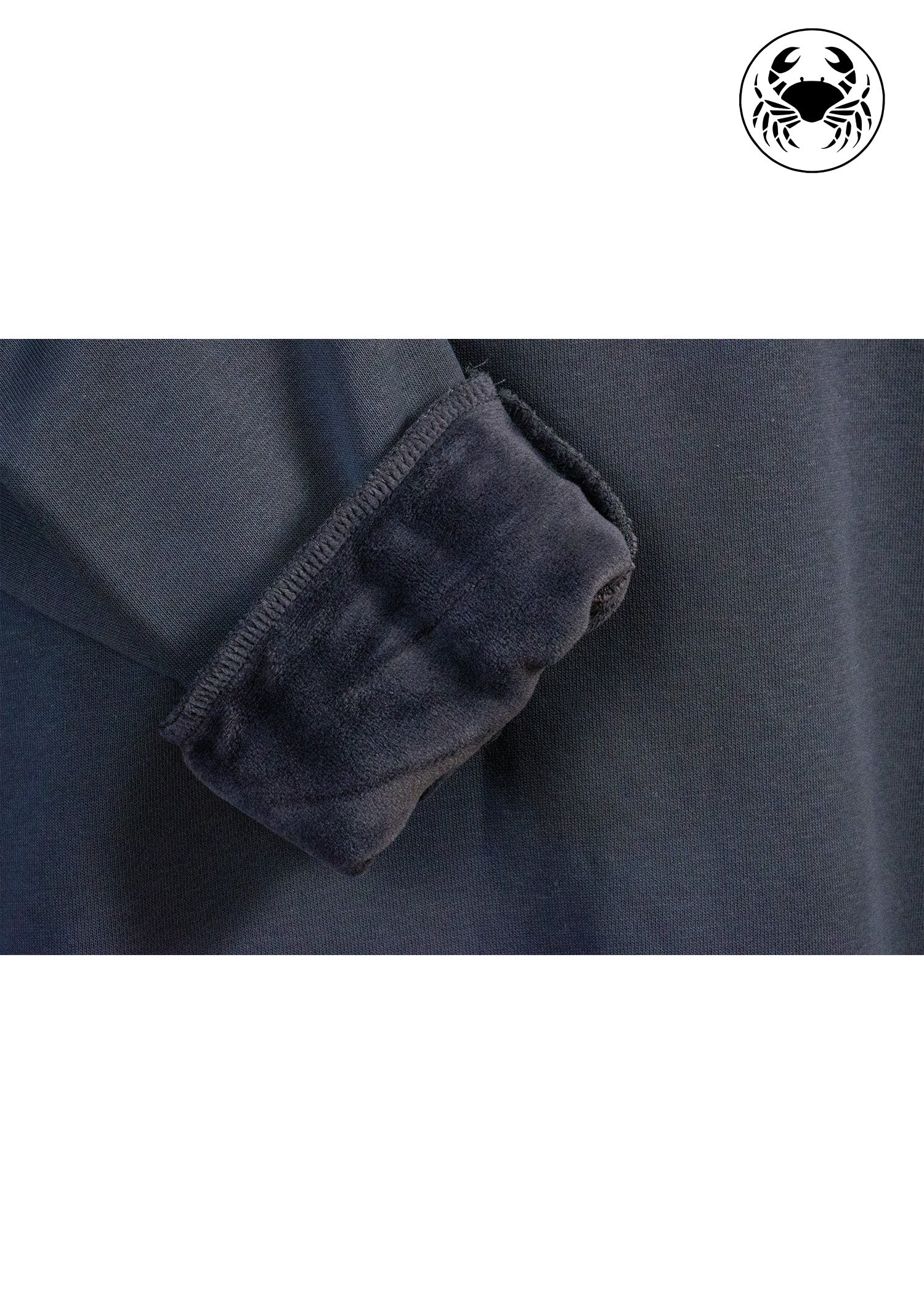 Closeup view of fabric of grey sweatshirt with 3D puff "CANADA"  Embroidery on fall maple leaf 