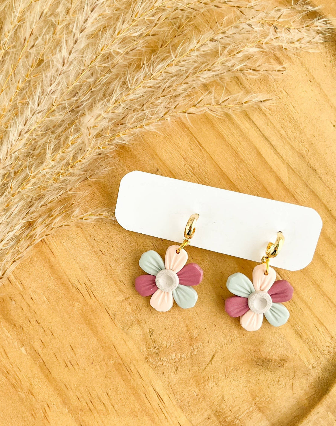 karkata nc boutique Silvia Dangle Earring Spring Clay Earrings hypoallergenic stainless steel posts made in canada