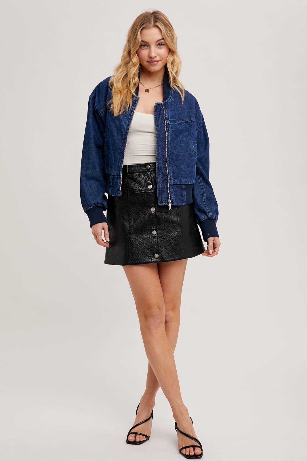 Karkata NC Boutique women's denim bomber jacket