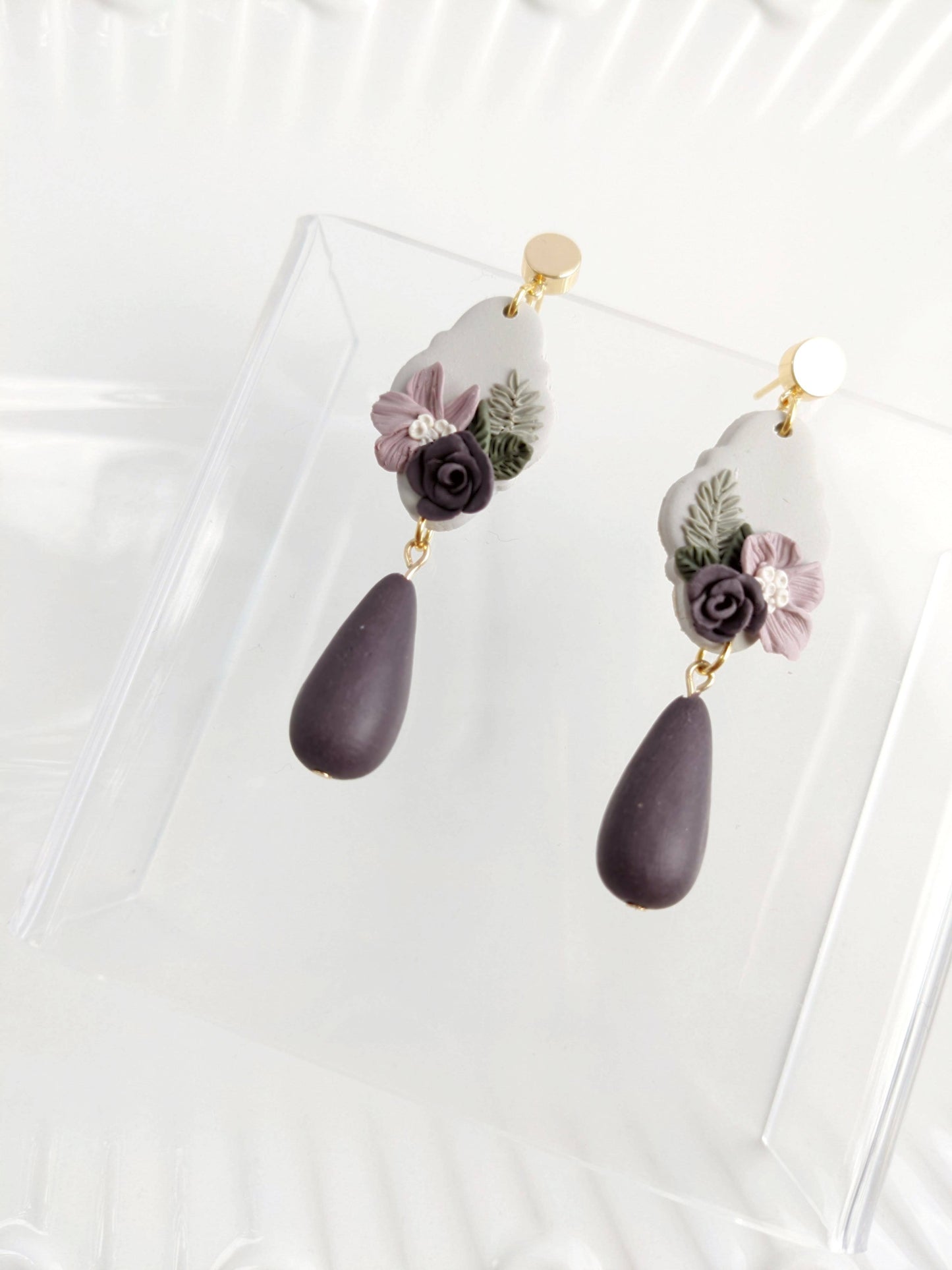 andmade polymer clay earrings with hypoallergenic stainless steel posts, lightweight and comfortable for sensitive ears, crafted in Canada