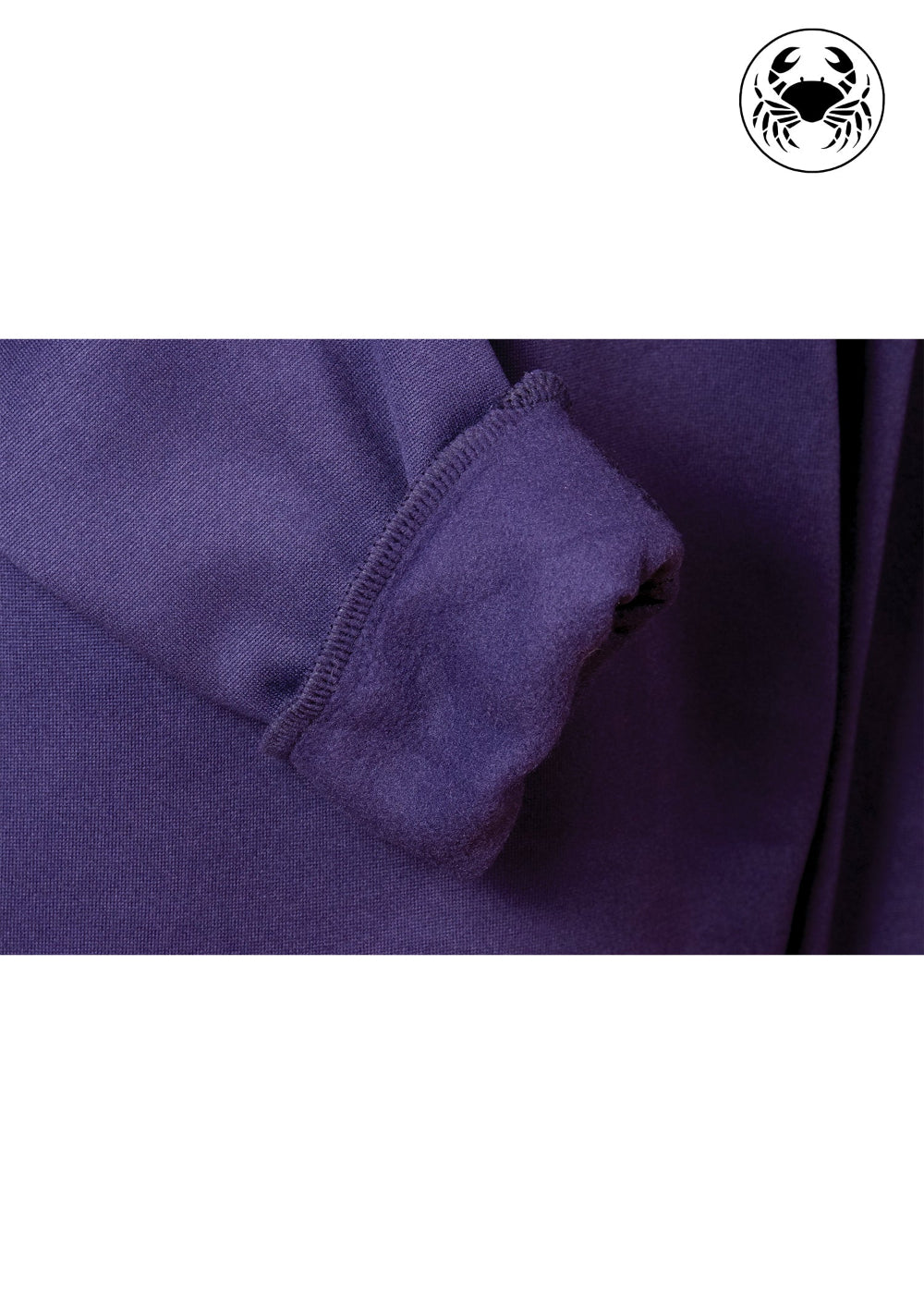 Close-up of fleece fabric of navy blue hoodie, Canadian apparel